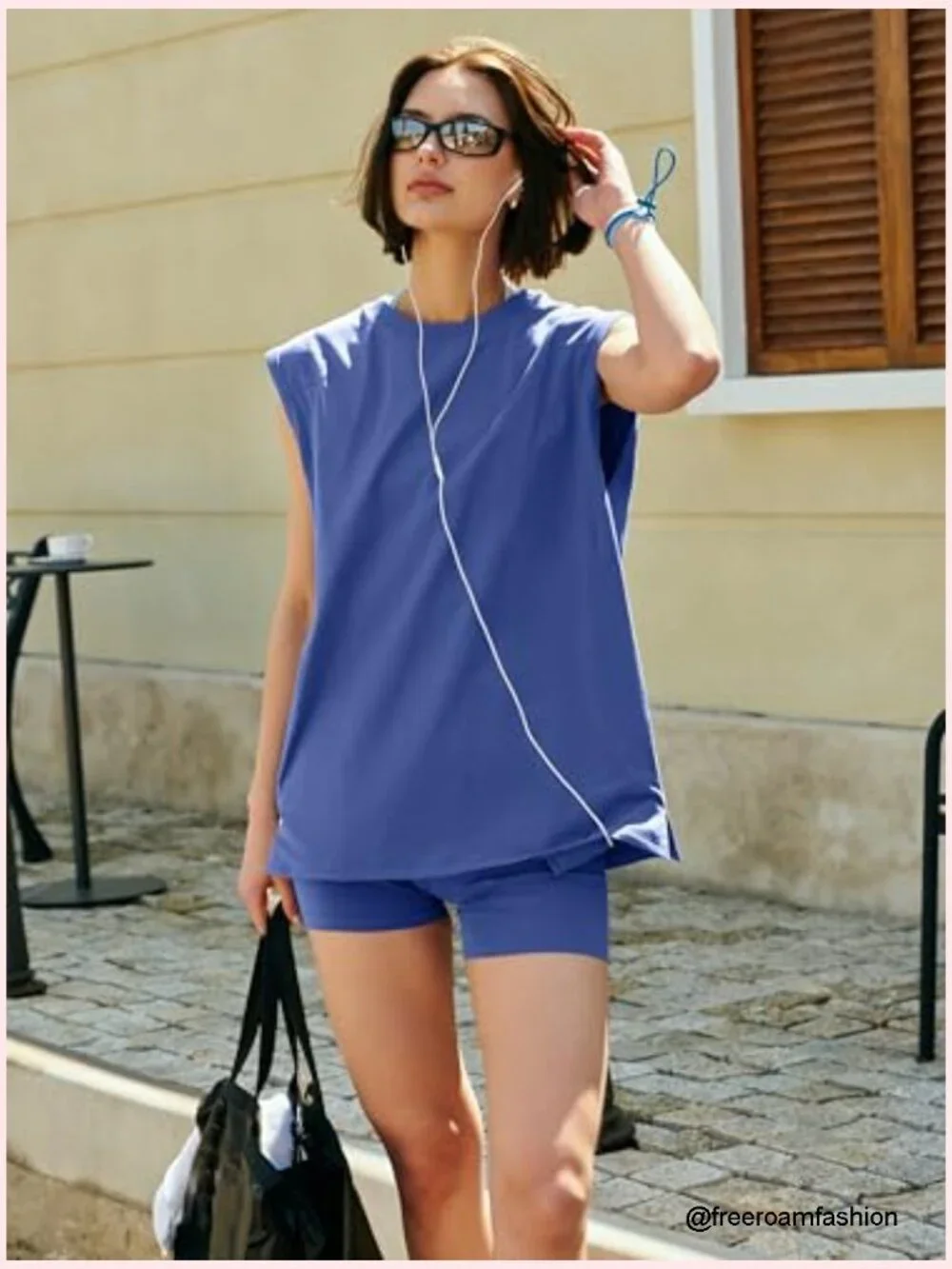 2 Piece Workout Set Matching Lounge Biker Shorts and Tunic Top
